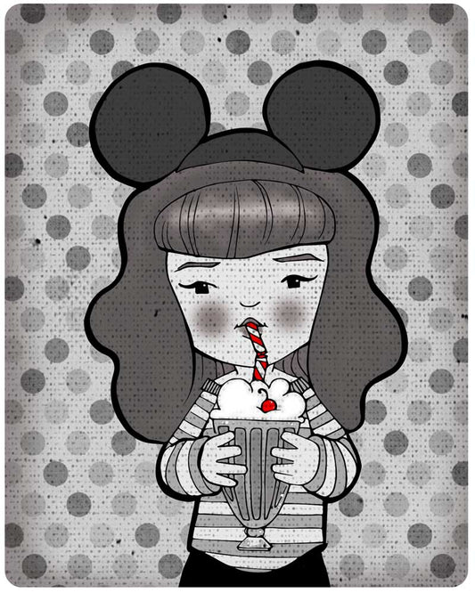 The Mouseketeer Black and White art print