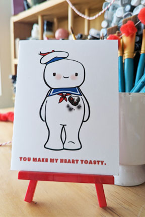 Tarjeta de felicitación, "Haces que mi corazón esté calentito"