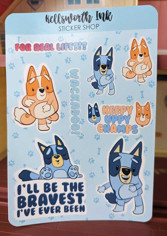 Sticker sheet with cartoon dogs